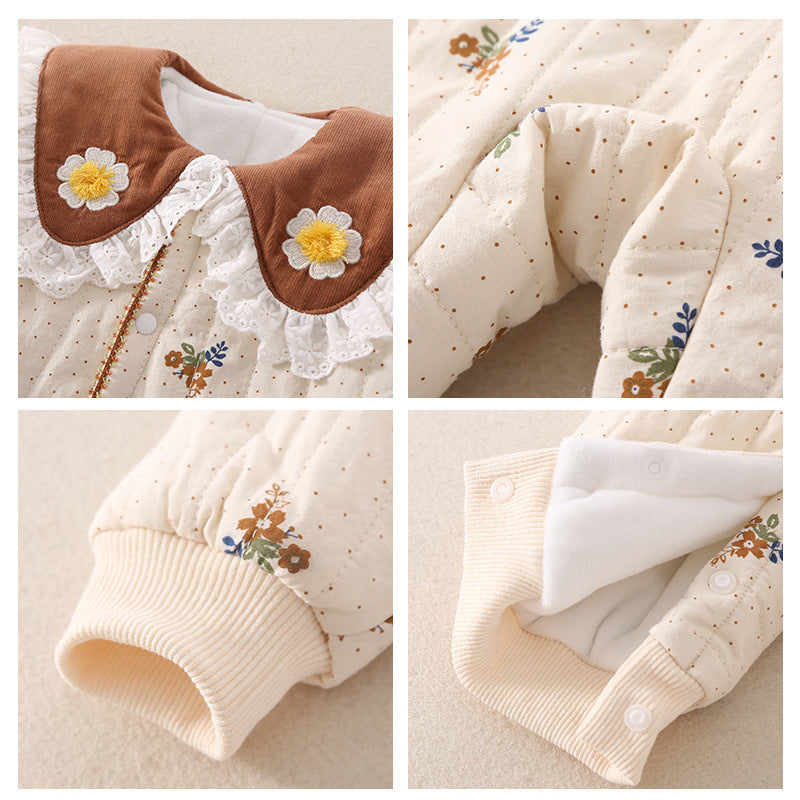 DaisyWarm™ – Winter Floral Jumpsuit for Baby Girls