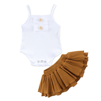 Adorable Baby Girls Summer Romper & Skirt Set – Trendy & Comfortable!
