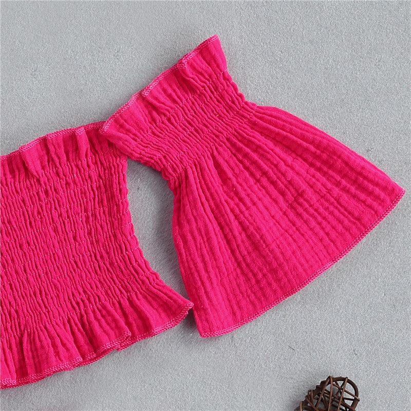 3-Piece Baby Girl Off-Shoulder Summer Outfit Set – Top, Shorts &