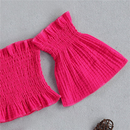 3-Piece Baby Girl Off-Shoulder Summer Outfit Set – Top, Shorts &