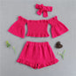 3-Piece Baby Girl Off-Shoulder Summer Outfit Set – Top, Shorts &