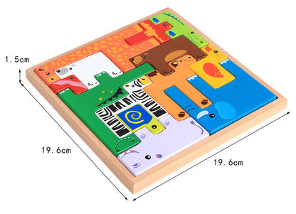 High Quality Baby Wooden Toys 3D Blocks - Animal Building Blocks Stack