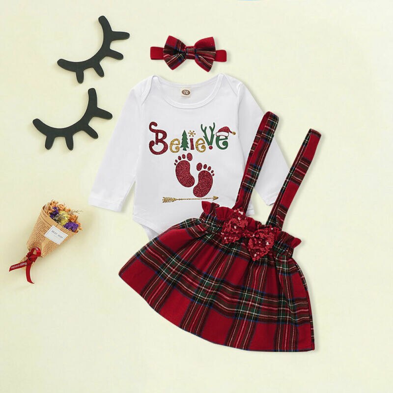 3PCS 2020 Toddler Baby Girls Christmas Sets For
