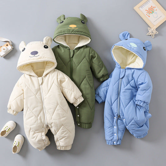 FrostNest™ – Padded Baby Winter Romper with Hat