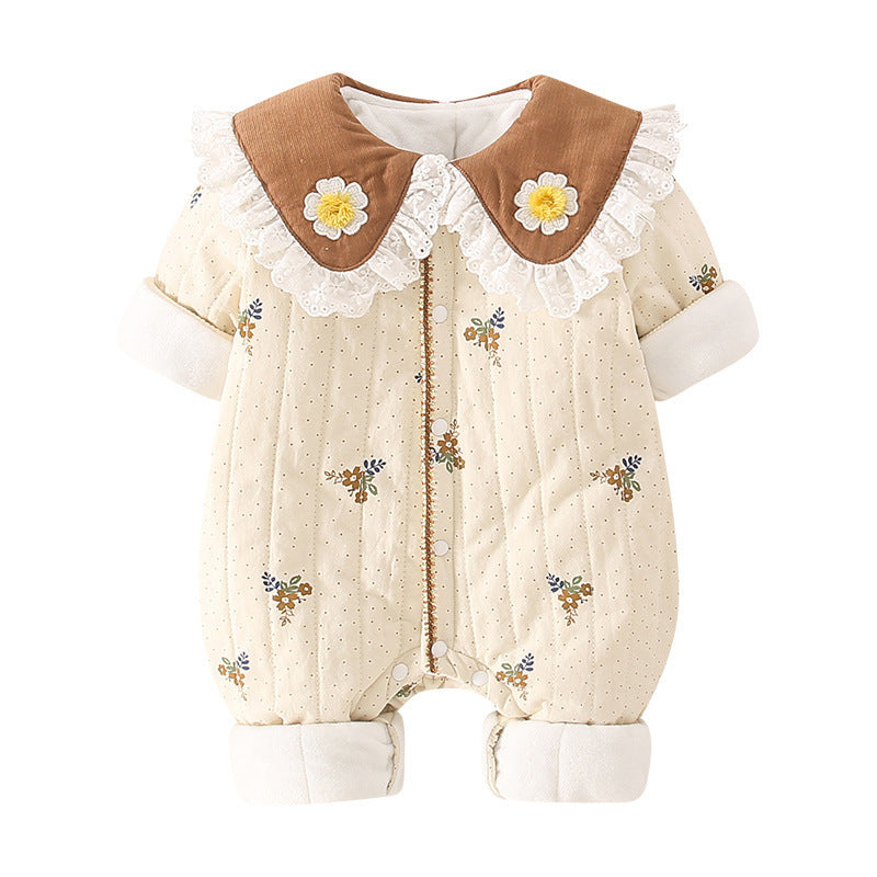 DaisyWarm™ – Winter Floral Jumpsuit for Baby Girls