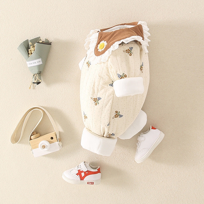 DaisyWarm™ – Winter Floral Jumpsuit for Baby Girls