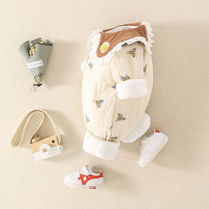 DaisyWarm™ – Winter Floral Jumpsuit for Baby Girls