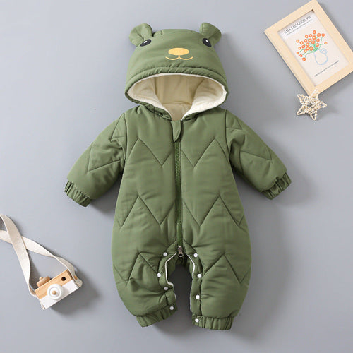 FrostNest™ – Padded Baby Winter Romper with Hat