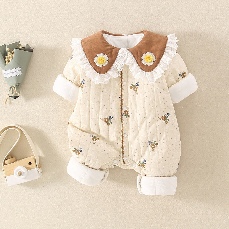 DaisyWarm™ – Winter Floral Jumpsuit for Baby Girls