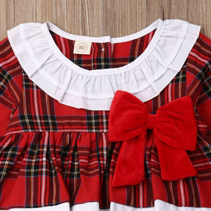 Christmas 0 24M Newborn Kids Baby Girl Plaid