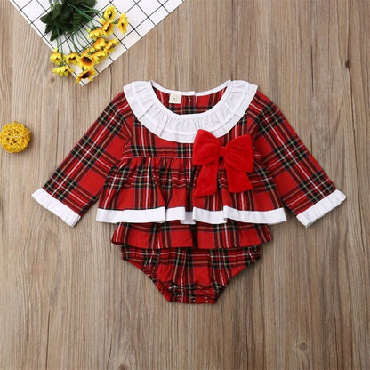 Christmas 0 24M Newborn Kids Baby Girl Plaid