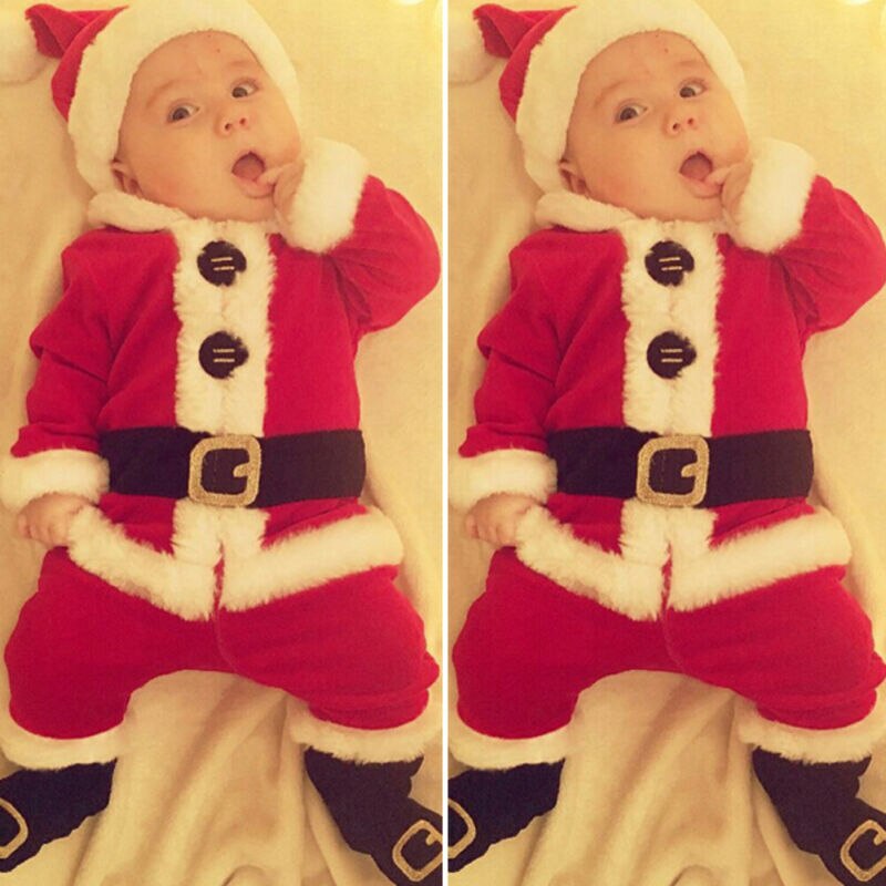 Christmas Baby Boy Girl Clothes Sets 4pcs Santa