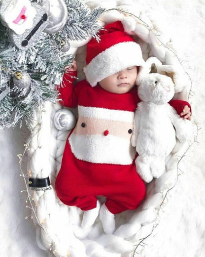 Christmas Kid Winter Warm Red Rompers Newborn Baby