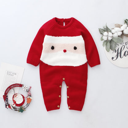 Christmas Kid Winter Warm Red Rompers Newborn Baby