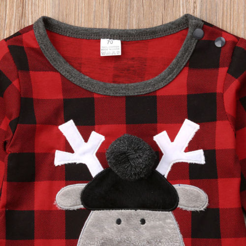 Newborn Baby Girls Boy Elk Christmas Romper