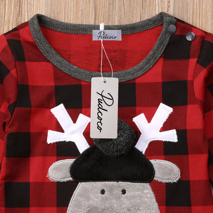 Newborn Baby Girls Boy Elk Christmas Romper