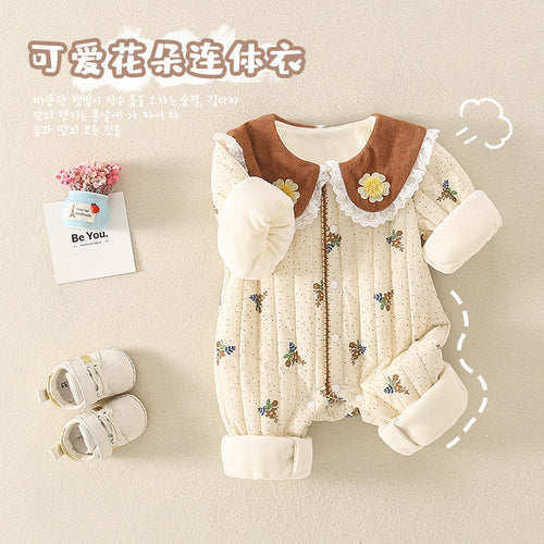 DaisyWarm™ – Winter Floral Jumpsuit for Baby Girls