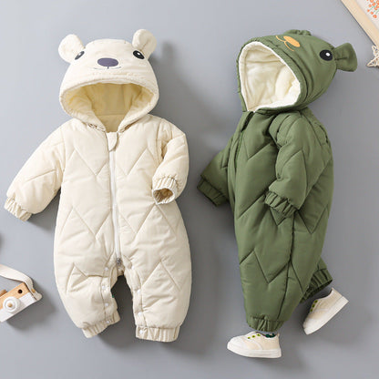 FrostNest™ – Padded Baby Winter Romper with Hat