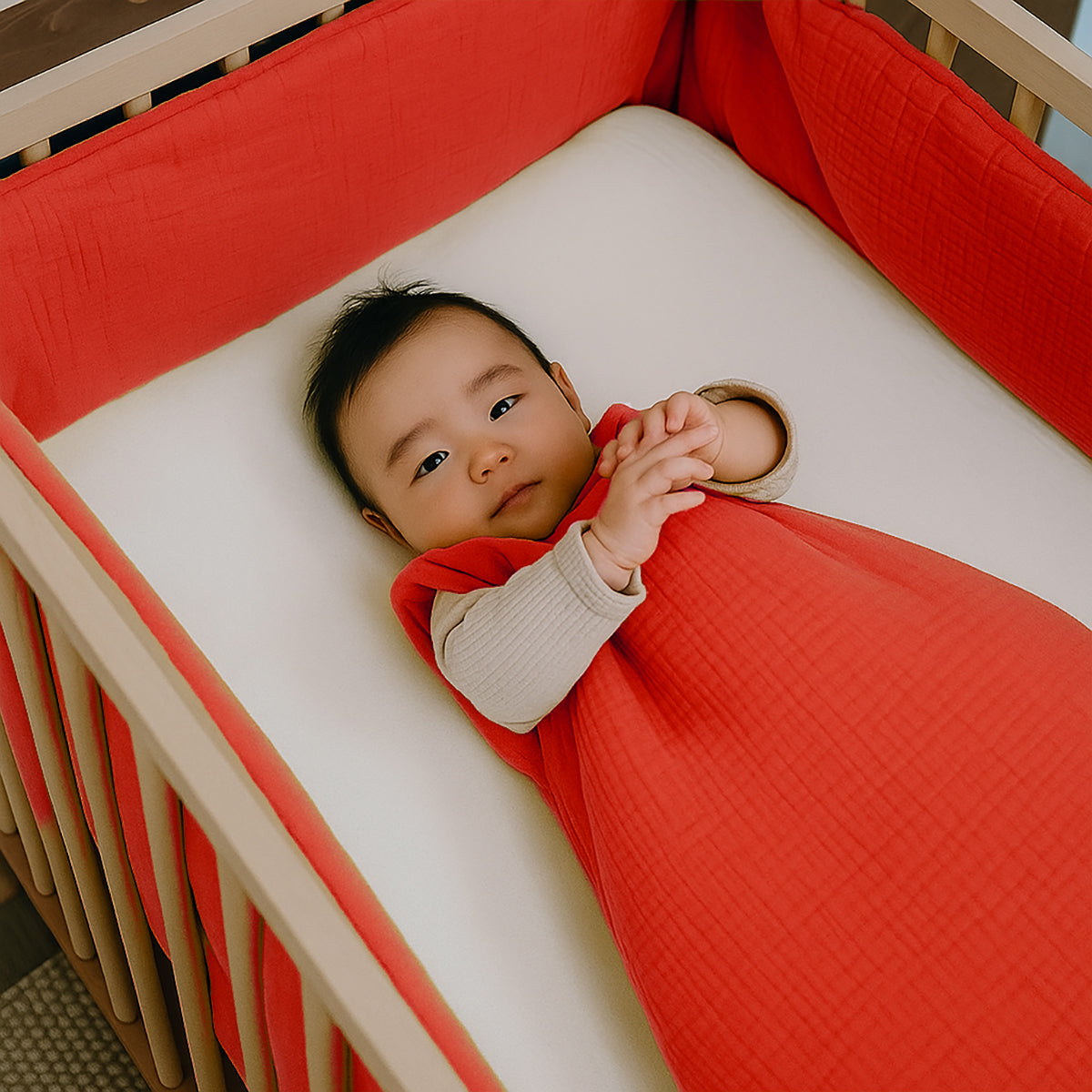 Organic Cotton Cot Bumper - Strawberry