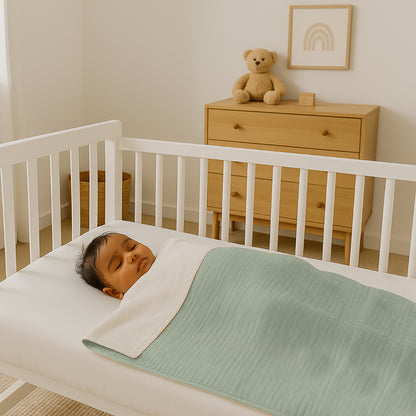 Organic Cotton Fleece Blanket -  Green