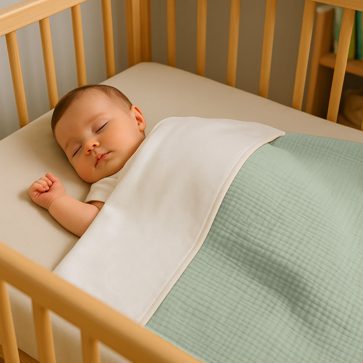 Organic Cotton Fleece Blanket -  Green