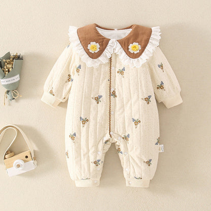 DaisyWarm™ – Winter Floral Jumpsuit for Baby Girls