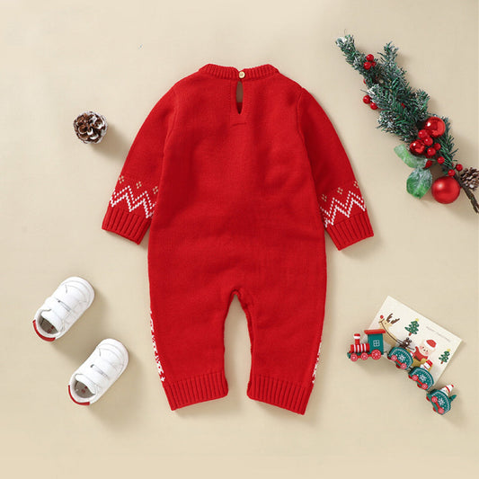 Baby Cute Christmas Elk Pattern Autumn Winter New Style Romper