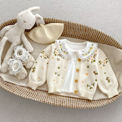 Autumn Arrival Baby Kids Girls Comfortable Flowers Embroiedery Pattern