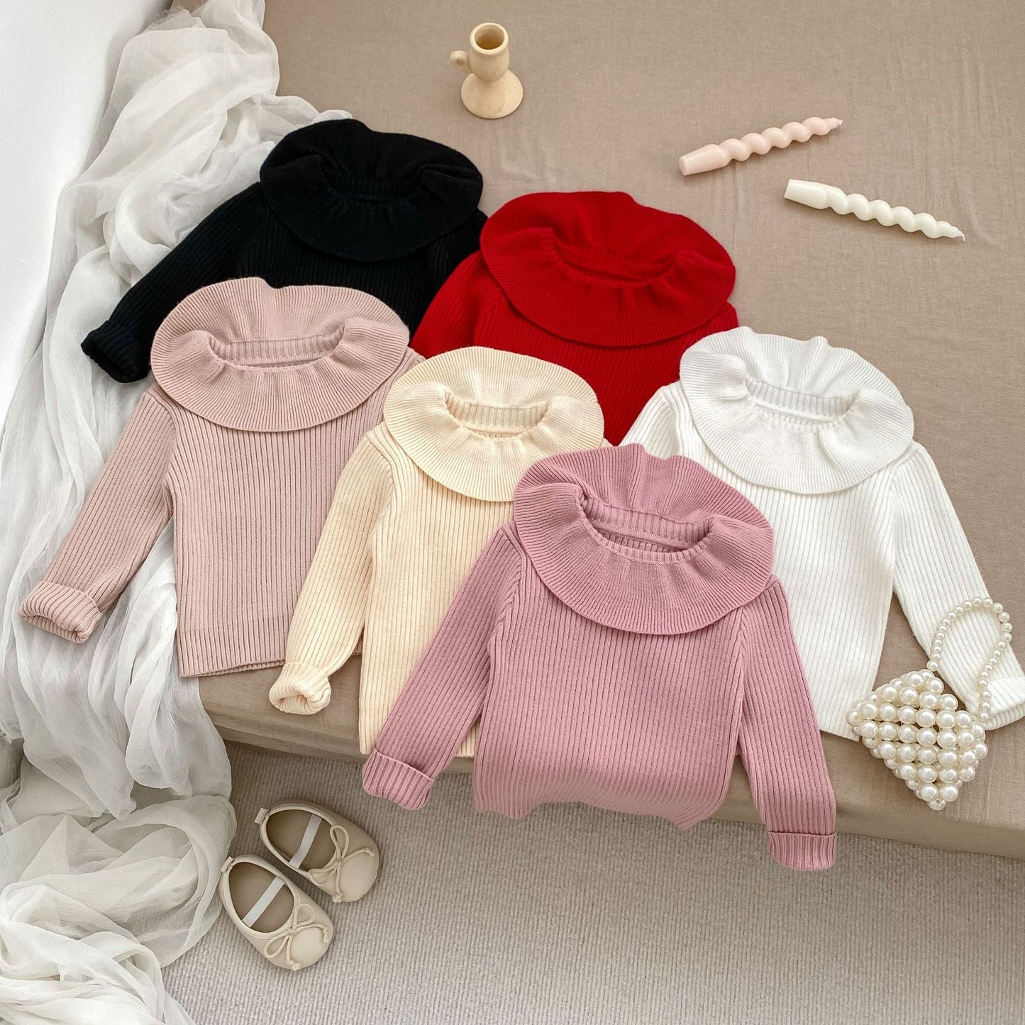 Autumn Arrival Baby Kids Girls Comfortable Simple Solid Color Knitted