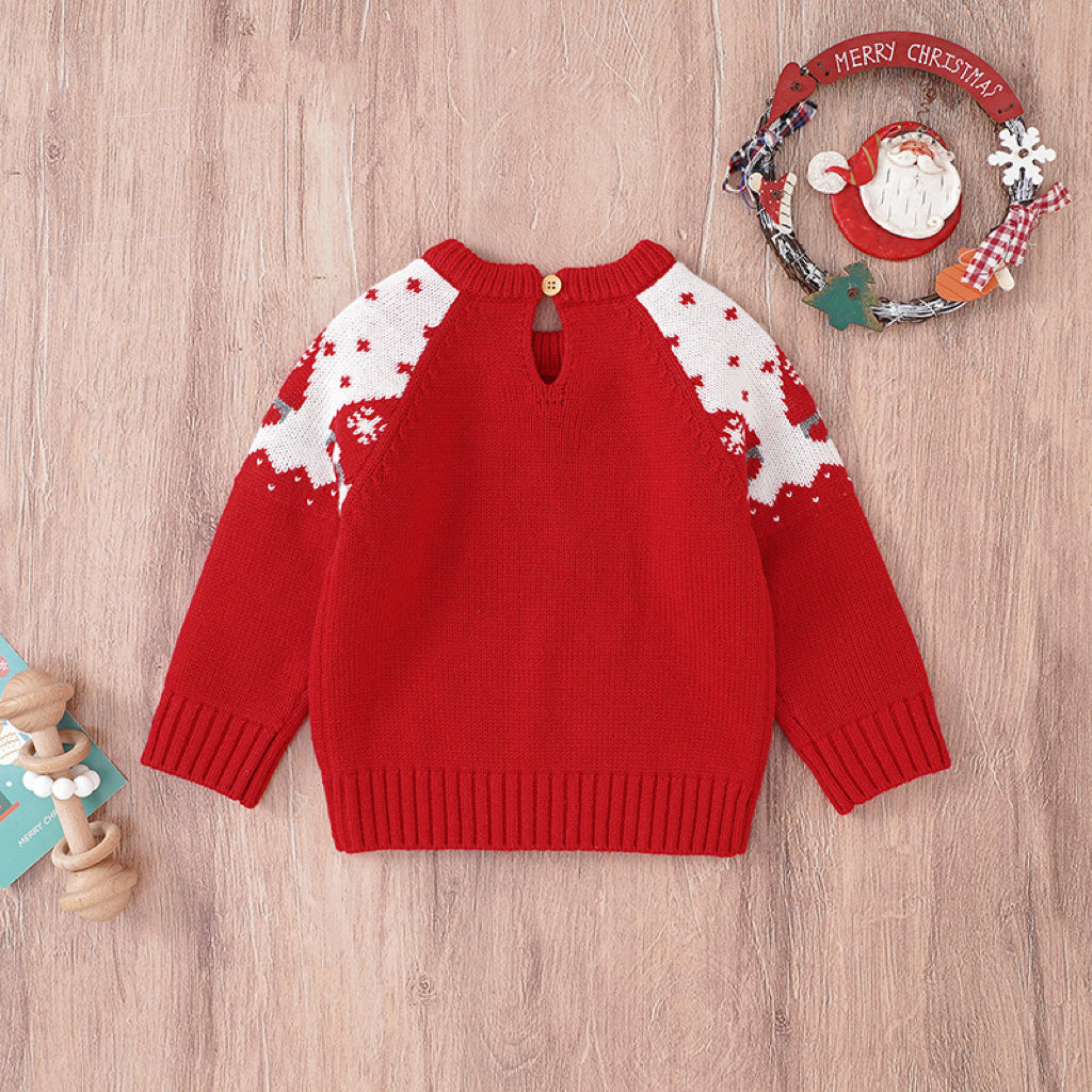 Baby Christmas Print Pattern Crewneck Pullover Knitwear Sweater
