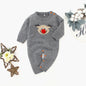 Baby Christmas Elk Pattern Solid Color Knitted Sweater Rompers
