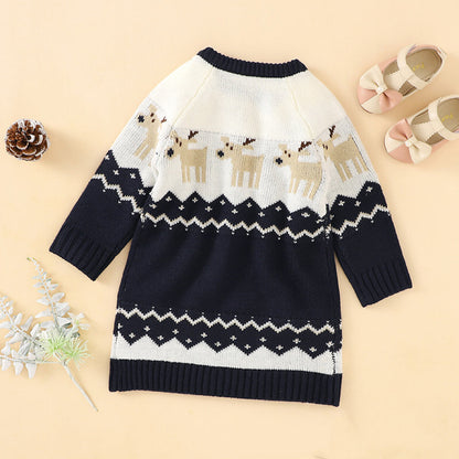 Baby Girl Embroidered Pattern Long Sleeve Autumn Style Christmas Dress