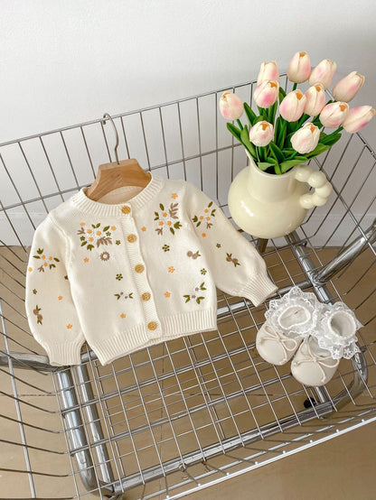 Autumn Arrival Baby Kids Girls Comfortable Flowers Embroiedery Pattern