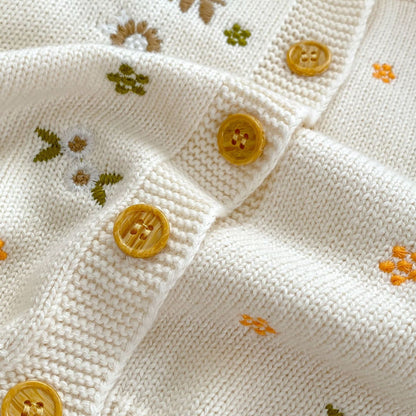 Autumn Arrival Baby Kids Girls Comfortable Flowers Embroiedery Pattern