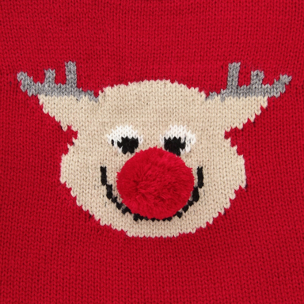 Baby Christmas Elk Pattern Solid Color Knitted Sweater Rompers