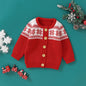 Baby Christmas Style Print Pattern Single Breasted Design Knit Cardiga