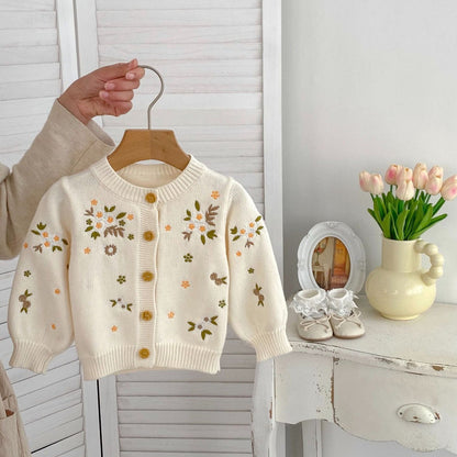 Autumn Arrival Baby Kids Girls Comfortable Flowers Embroiedery Pattern