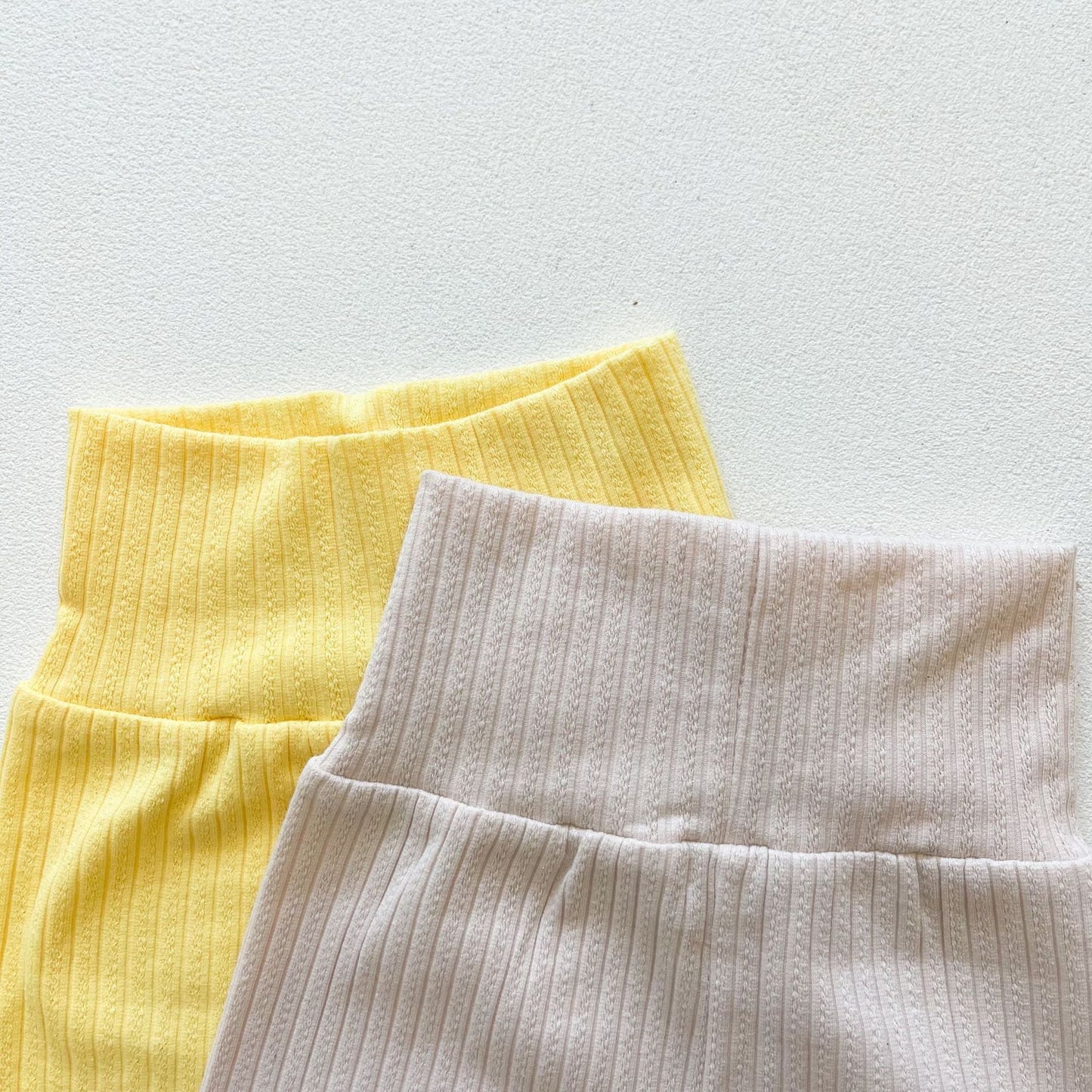 Baby Girl Ribbed Knit Lettuce Trim Design Sling Tops & Shorts Sets Paj