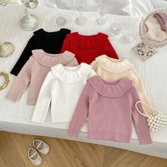 Autumn Arrival Baby Kids Girls Comfortable Simple Solid Color Knitted